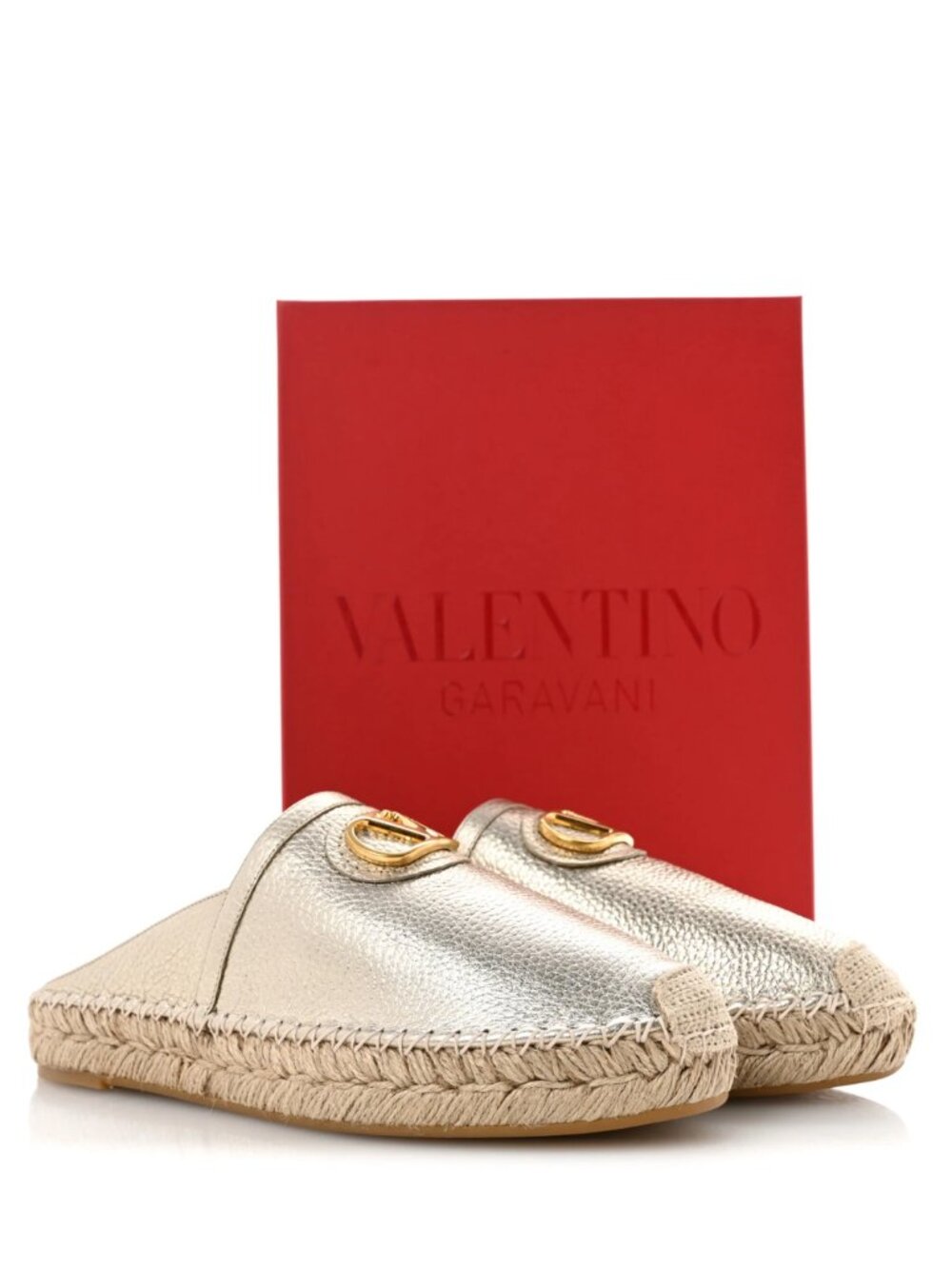 Valentino Garavani VLogo Espadrille Mules Platino Size 39 EU / 9 US NWT